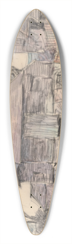 Robert Polhill Bevan - A Sussex Barn 39.3 inch art pintail longboard deck