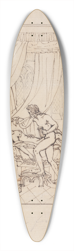 Robert Smirke - Study of a Woman Sleeping in Her Chamber and a Man Standing Over Her Bed 39.3 inch art pintail longboard deck