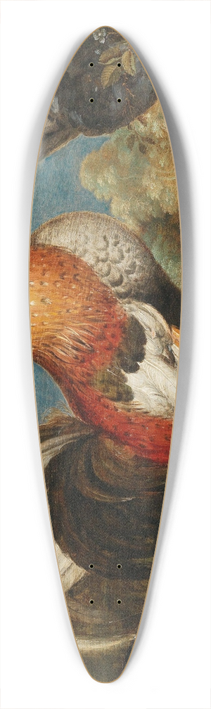 Roelant Savery - A rooster and chicken in a landscape 39.3 inch art pintail longboard deck