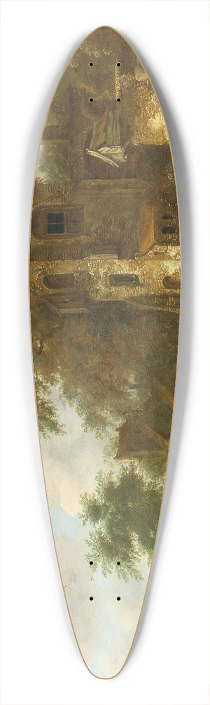 Roelof Jansz. van Vries - A landscape with a ruin on the bank of a river 39.3 inch art pintail longboard deck
