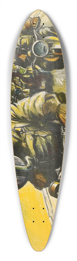 Roland Davies - A Motor-Cycle Detachment of the British Army Armed with Tommy Guns 39.3 inch art pintail longboard deck Roland Davies - A Motor-Cycle Detachment of the British Army Armed with Tommy Guns 39.3 inch art pintail longboard deck