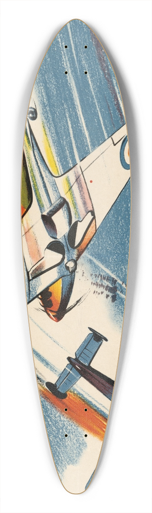 Roland Davies - One of the Magnificent British Fighters 39.3 inch art pintail longboard deck Roland Davies - One of the Magnificent British Fighters 39.3 inch art pintail longboard deck