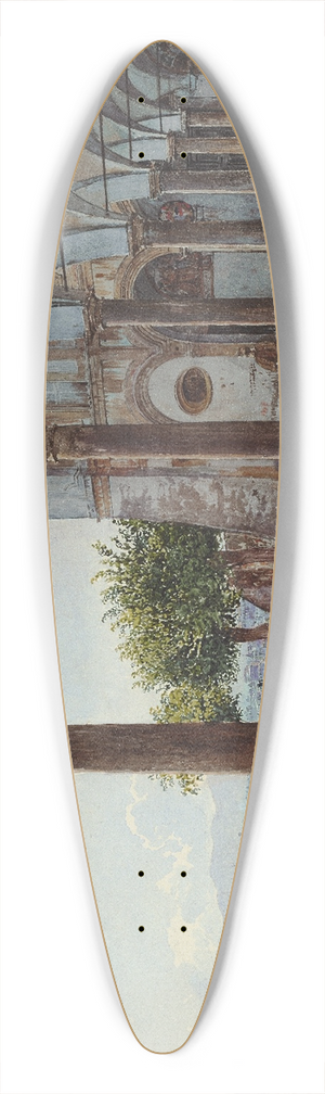 Rudolf von Alt - View from SantOnofrio on Rome 39.3 inch art pintail longboard deck