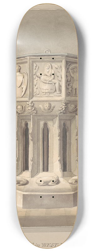 Daniel Lysons - Ancient Font in West Drayton Church, Middlesex 8.25 inch art skate deck