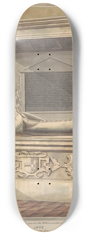 Daniel Lysons - Tomb of an unidentified Kings Nurse from Hampton Church 8.25 inch art skate deck
