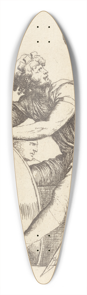 Salvator Rosa - Seated Soldier with Shield and Two Other Figures 39.3 inch art pintail longboard deck