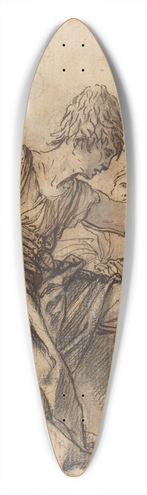 Salvator Rosa - Youth Sitting on a Wall in Conversation with Two Men 39.3 inch art pintail longboard deck Salvator Rosa - Youth Sitting on a Wall in Conversation with Two Men 39.3 inch art pintail longboard deck