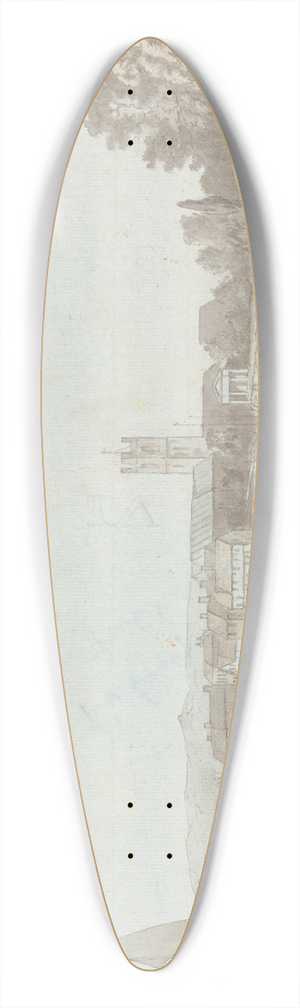 Samuel Davis - West Country Town by a River 39.3 inch art pintail longboard deck