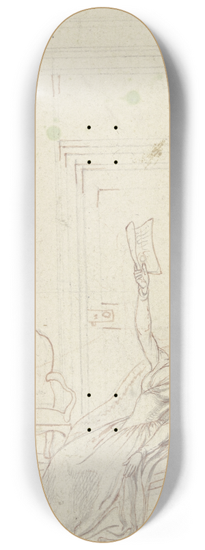 Daniel Nikolaus Chodowiecki - Clarissa in ihrem Stuhl zurckgelehnt, verzweifelnd ber den Inhalt eines Schriftstcks in ihrer ausgestreckten Rechten 8.25 inch art skate deck