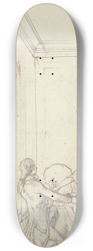 Daniel Nikolaus Chodowiecki - Clarissa sitting on the right 8.25 inch art skate deck