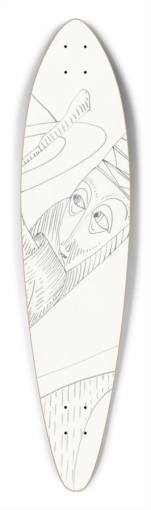 Samuel Jessurun de Mesquita - Man met een pen in de hand en een figuur met een hoed 39.3 inch art pintail longboard deck