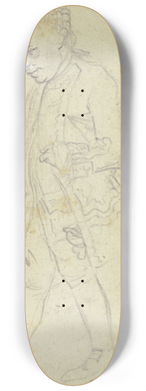 Daniel Nikolaus Chodowiecki - Nach links schreitender Mann im Dreiviertelprofil, in der Rechten einen Stock haltend, den Hut unter den linken Arm geklemmt 8.25 inch art skate deck