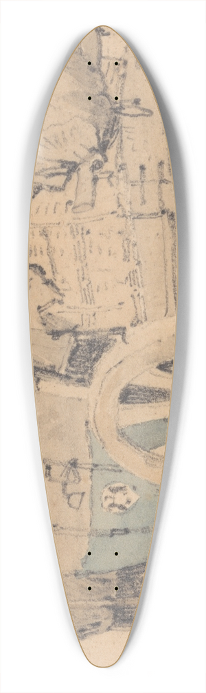 Samuel Prout - A Diligence, Facing Left 39.3 inch art pintail longboard deck