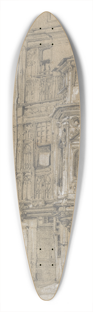 Samuel Prout - Old house in Rouen 39.3 inch art pintail longboard deck