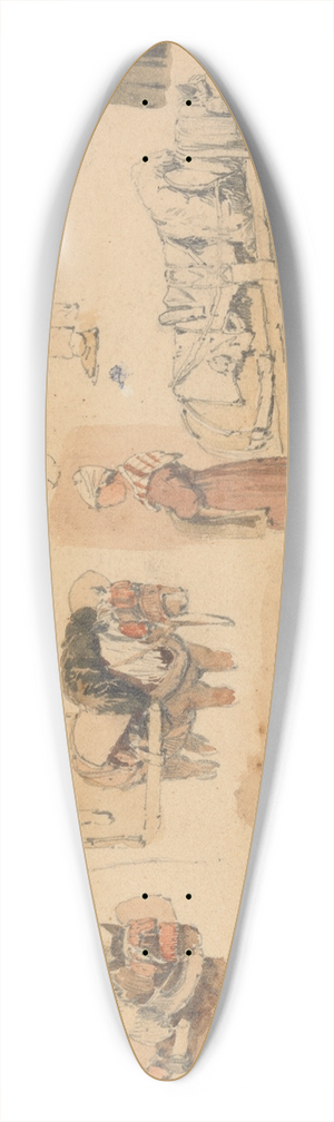Samuel Prout - Sketches of Peasants and Work-Horses 39.3 inch art pintail longboard deck
