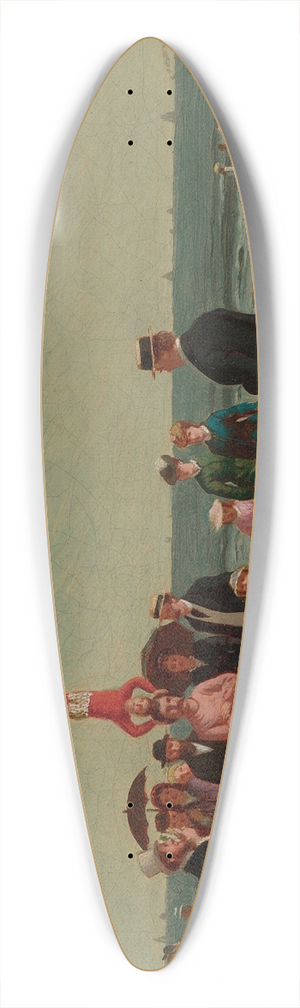 Samuel S. Carr - Beach Scene With Acrobats 39.3 inch art pintail longboard deck
