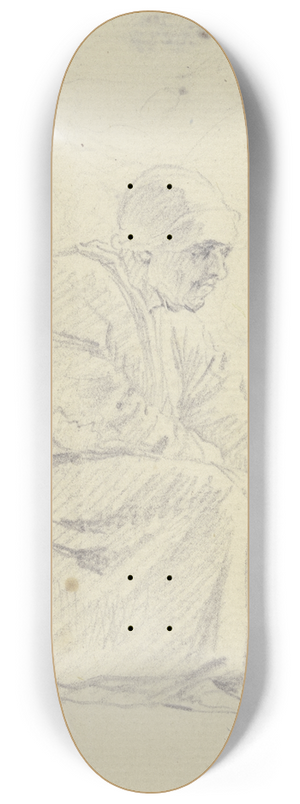 Daniel Nikolaus Chodowiecki - Sitzende alte Frau im Profil nach rechts, mit der Linken in einen neben ihr stehenden Topf greifend 8.25 inch art skate deck