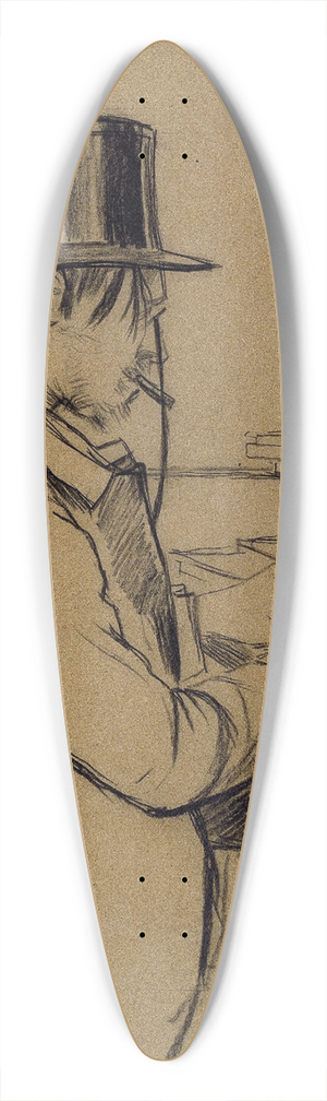 Santiago Rusiol - Portrait of Erik Satie Playing the Harmonium 39.3 inch art pintail longboard deck