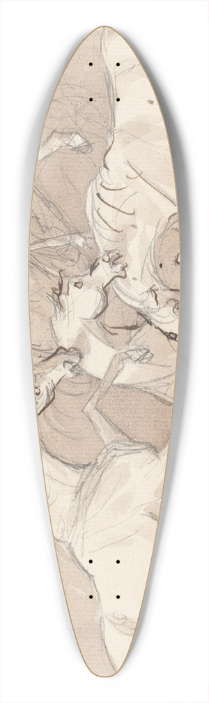 Sawrey Gilpin - A Group of Five Horses Fighting 39.3 inch art pintail longboard deck