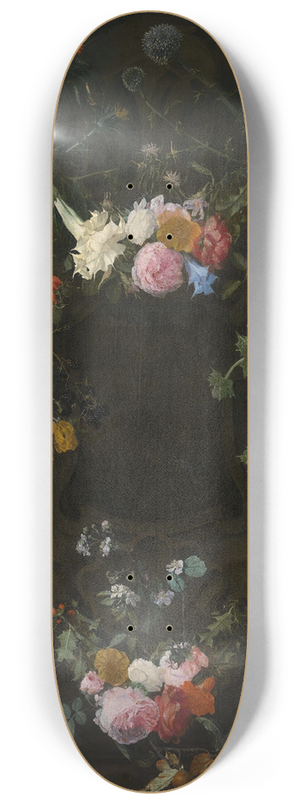 Daniel Seghers - Sculpted cartouche adorned with flower garlands 8.25 inch art skate deck