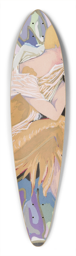 S. Chompr - Zittende vrouw met een kat 39.3 inch art pintail longboard deck