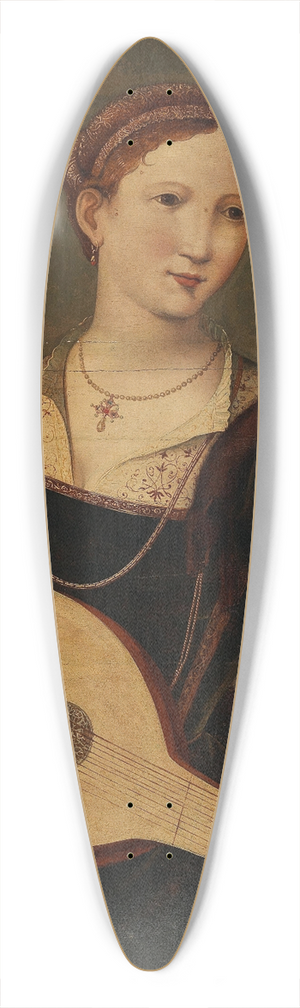 School Of Antwerp - A Young Lady Playing A Lute 39.3 inch art pintail longboard deck