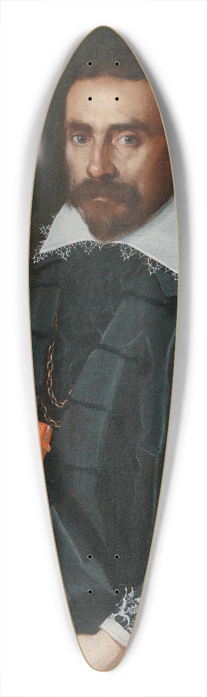 School of Bergamo - Portrait Of A Gentleman, Three-Quarter Length, Holding A Book With A Statue In The Background 39.3 inch art pintail longboard deck