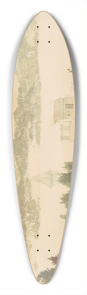 Seth Eastman - Constitution Island and Foundry from West Point, New York 39.3 inch art pintail longboard deck