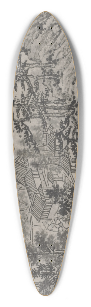 Shen Zhou - Cloud-Climbing Pavilion 39.3 inch art pintail longboard deck