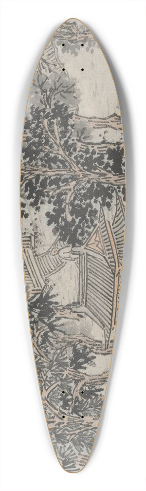Shen Zhou - Tiger-Flight Spring at the Back Gate 39.3 inch art pintail longboard deck