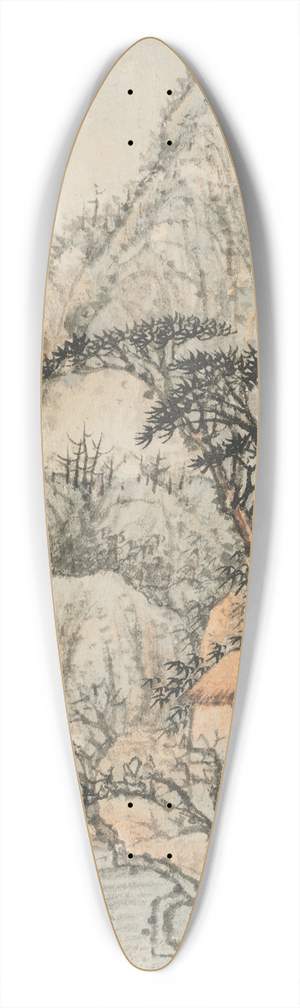 Shitao - Reminiscences of Qinhuai River pl3 39.3 inch art pintail longboard deck