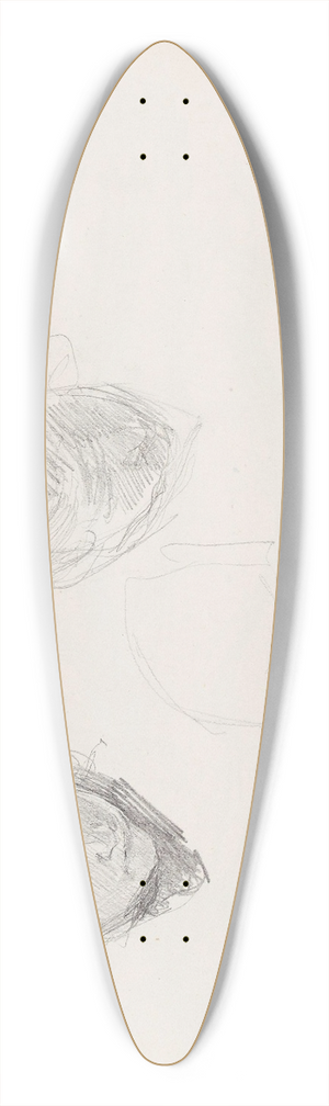 Signe Scheel - Kvinnehode; riss av to hoder 39.3 inch art pintail longboard deck Signe Scheel - Kvinnehode; riss av to hoder 39.3 inch art pintail longboard deck