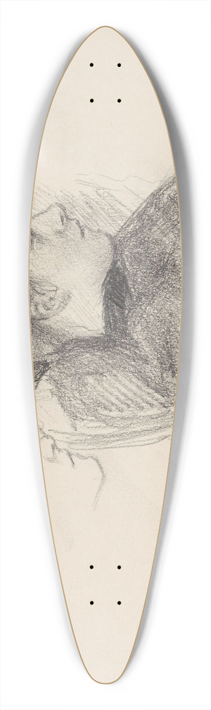 Signe Scheel - Riss av profil; kvinneportrett i profil 39.3 inch art pintail longboard deck