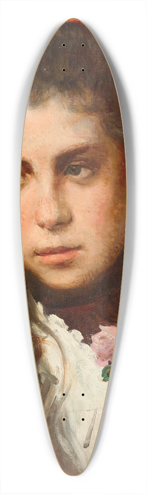 Silvestro Lega - Portrait of a Young Girl with a Red Bow, 39.3 inch art pintail longboard deck