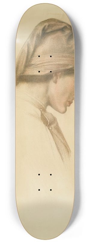 Dante Gabriel Rossetti - Study for the Head of Dante in Dantes Dream 8.25 inch art skate deck