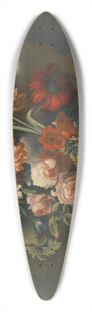 Simon Verelst - Still Life Of Roses, Variegated Tulips, Peonies And Other Flowers In A Sculpted Vase, Together With Grapes And A Macaw 39.3 inch art pintail longboard deck
