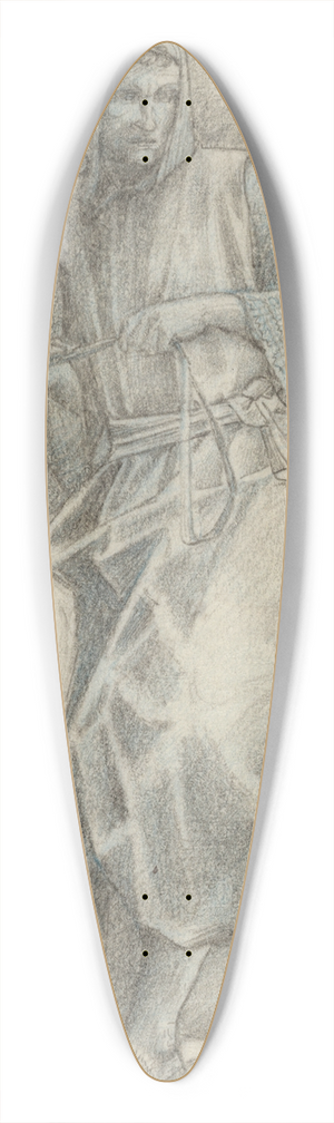 Sir Edward Coley Burne-Jones - A study for Sir Ewain in the Holy Grail Tapestries 39.3 inch art pintail longboard deck