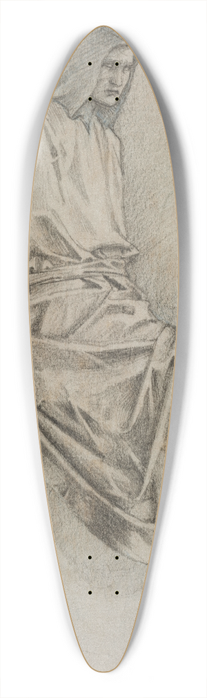 Sir Edward Coley Burne-Jones - Study for the Failure of Gawain from the Holy Grail Tapestries 39.3 inch art pintail longboard deck