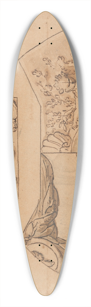 Sir James Thornhill - Design for a Ceiling Decoration (with a Parrot) 39.3 inch art pintail longboard deck