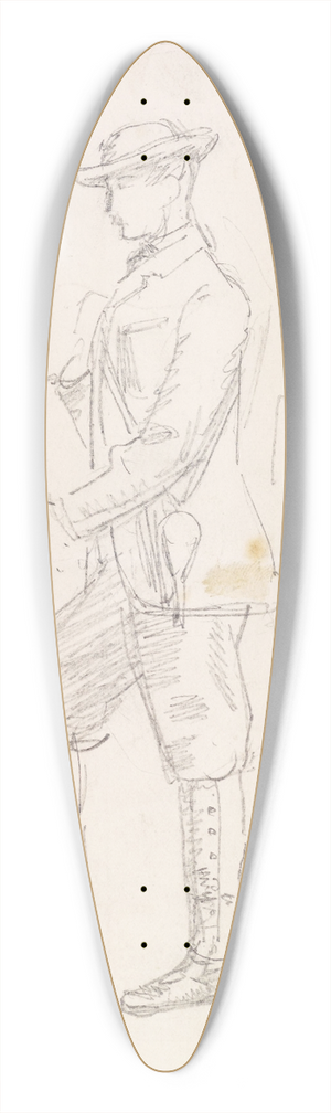 Sir John Everett Millais - Male  Two Sketches of a young Man dressed for Shooting 39.3 inch art pintail longboard deck