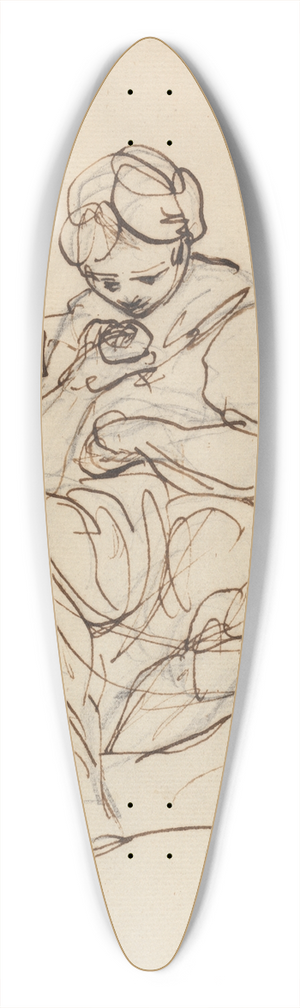 Sir Joshua Reynolds - Study of a Seated Woman 39.3 inch art pintail longboard deck