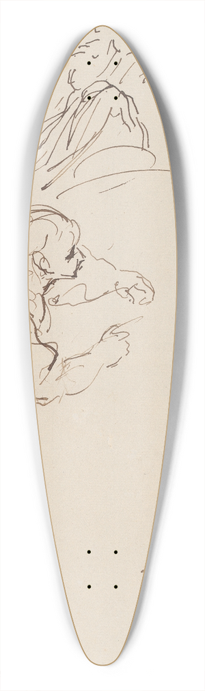 Sir Joshua Reynolds - Two Sketches of Man 39.3 inch art pintail longboard deck