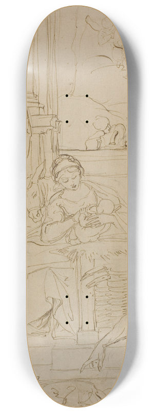 After Agostino Carracci - Adoration of the Shepherds 8.25 inch art skate deck