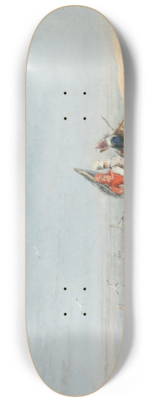 David Cox - Calais beach with shrimpers and a dog 8.25 inch art skate deck