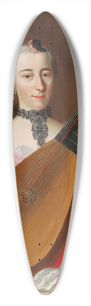 Southern German School - An Elegant Lady With A Lute 39.3 inch art pintail longboard deck
