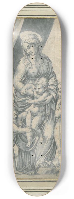After Agostino Musi - The Virgin and Child with the Infant St. John the Baptist and TwoAngels 8.25 inch art skate deck