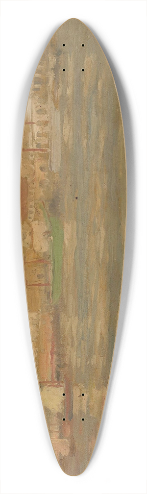 Stanisaw Chlebowski - View of the city at waterside 39.3 inch art pintail longboard deck