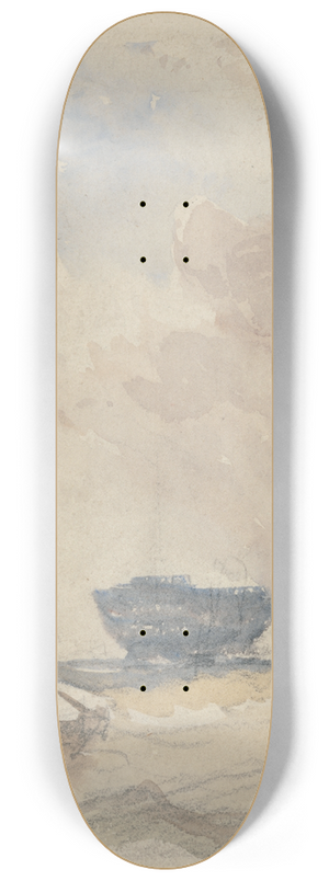 David Cox - Sea Study with Hulk, Sailing Boat and Rowing Boat 8.25 inch art skate deck David Cox - Sea Study with Hulk, Sailing Boat and Rowing Boat 8.25 inch art skate deck