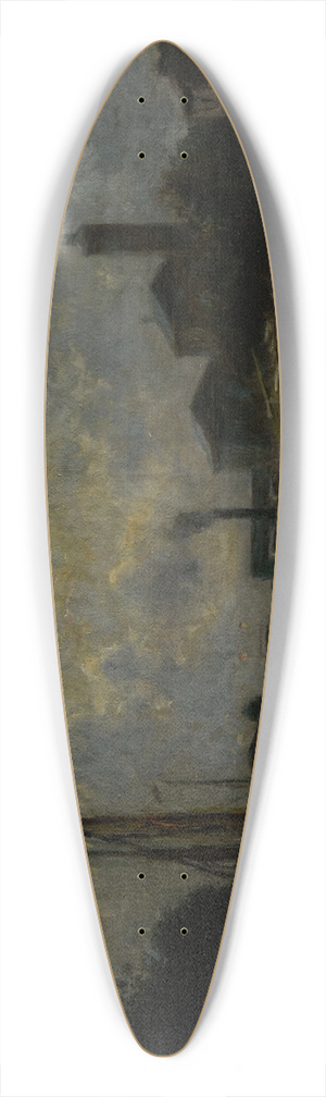 Stanislas Lpine - Bateaux sur le fleuve, clair de lune 39.3 inch art pintail longboard deck