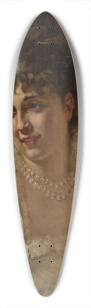 Stefan Bakaowicz - Portrait of a woman in a white dress with pearls 39.3 inch art pintail longboard deck